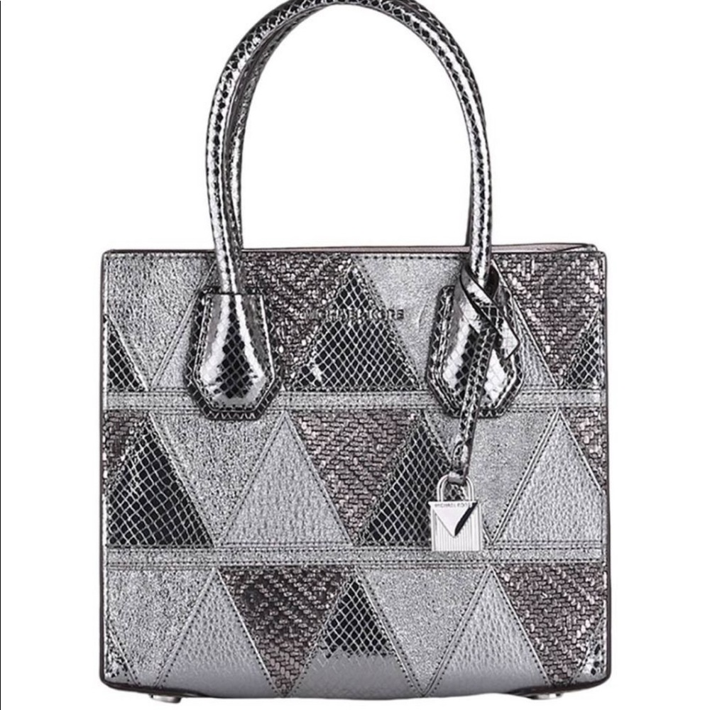MICHAEL KORS MERCER medium messenger - metallic crackle leather